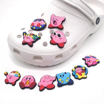 China Clog Charm Cute Cartoon Kirby Fang Charms Shoe Charm Accessories Decoration For Kids Birthday Gifts for sale