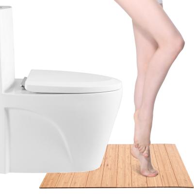 China MI Yu Sustainable Organic Bamboo Wooden Bath Mat Toilet Non-Slip Mat With Thick Anti Slide Felt Material for sale