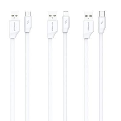 China High-elastic fast charging data line white black line safer type 1M Cell Phone Data sync cables multi use C MICRO-USB data connection and charging for sale