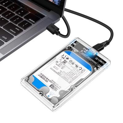 China High Quality High Speed ​​Transptarent HDD 2.5 Inch External Enclosure Type C To SATA HDD Hard Drive Case Housing for sale