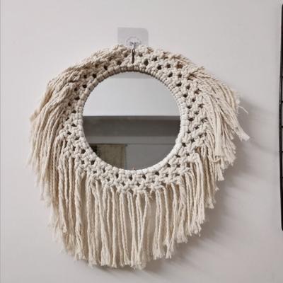 China PORTABLE Handmade Home Decor Bohemia Makeup Mirror Tapestry Mirror Macrame Wall Decor Wall Mirror for sale