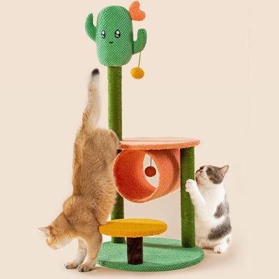 China 2022 New Design Stocked Cat Scratch Post Christmas Natural Cactus Cat Tree for sale