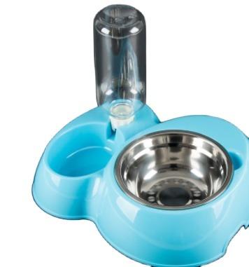 China Automatic Stainless Steel Bowl PP Material Plastic Pet Feeding Eating Cat Dog Water Food Bowl With Bottle for sale