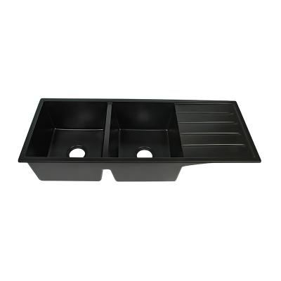 China Without Faucet Wholesale Good Quality Quartz Bowl Black Single Kitchen Sink for sale