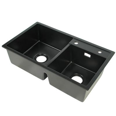 China Without Faucet Kitchen Sinks Double Sinks Modern Black Innovative Kitchen Stainless Steel Sinks for sale