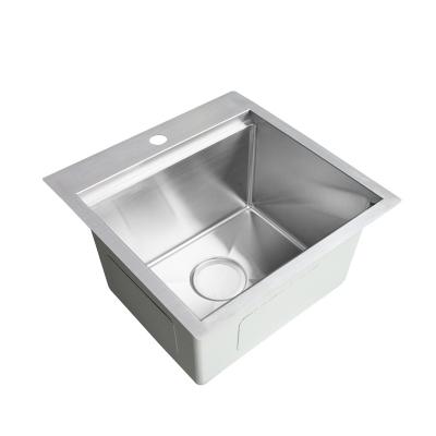 China Without Faucet Custom Made Top Mount Single Bowl Handmade Stainless Steel Kitchen Sink for sale