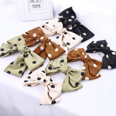 China Trendy Ladies Fashion Polka Dot Top Clip Hairpin Hair Accessories Double Bow Hairpin for sale