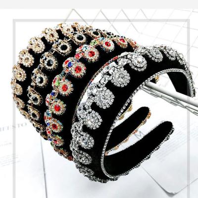 China New Fashion Ladies Retro Opal Baroque Hair Band Glittering Rhinestone Hair Band Trendy Hair Band for sale