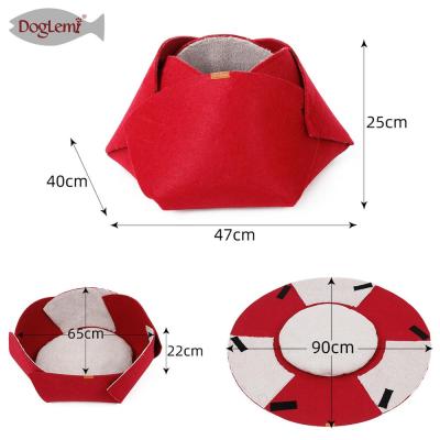 China Various Cat Bed DIY Shape Easy Folding Felt Pet Room Durable Cave Bedding Mat for sale