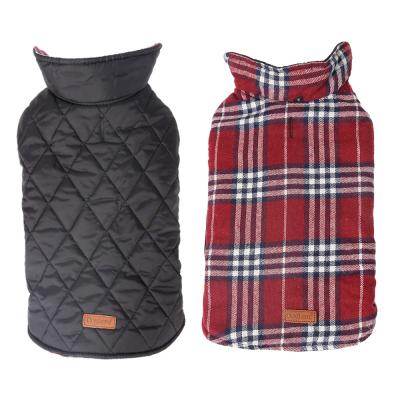 China Viable Reversible Checked Warm Wholesale Dog Jacket Coat Winter Dog Clothes for sale