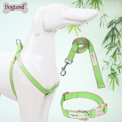 China Personalized Anti Bacterial Dog Leash Collar and Harness Set, Nature Bamboo Dog Collar Leash Set Puppy for sale