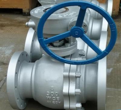 China General Pn16 Dn500 3PC Wcb Flange Trunnion Mounted Ball Valve for sale