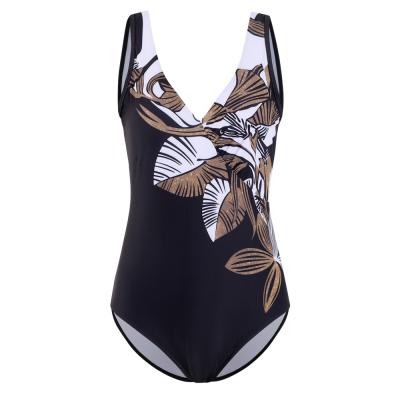 China Plus size 2022 new bikini plus size deep V lace solid color printed one-piece swimsuit for women swimwear for sale