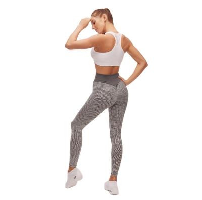 China Hotsale Antibacterial Grid Tights Yoga Pants High Waist Breathable Women Seamless Gym Fitness Gaiters Push Up Clothing Girl Yoga Panties for sale