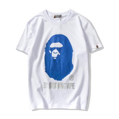 China 2022 Anti-Wrinkle Factory Unisex Casual T-shirt Bape Multi Color Cartoon Monkey Printing Loose Round Neck Tee Shirt for sale