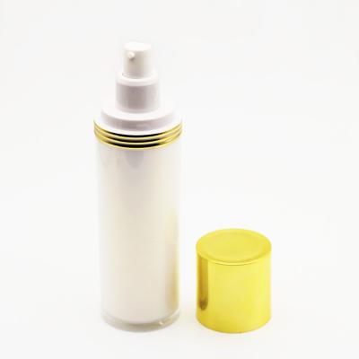 China 30ml 50ml 100ml 120ml Eco-friendly Fashion Gold Cap Base Lotion Pump Acrylic White Cosmetic Packaging Bottle for sale