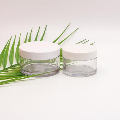 China Eco-Friendly Manufacturers Wholesale TO PET 50g 100g Wall Eye Face Cream Eco-Friendly Cosmetic Thick Jars With White Lid for sale