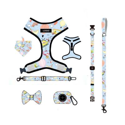 China Good Quality Sustainable Adjustable Nylon Training Custom Cotton Printed Soft Reflective Dog Harness for sale