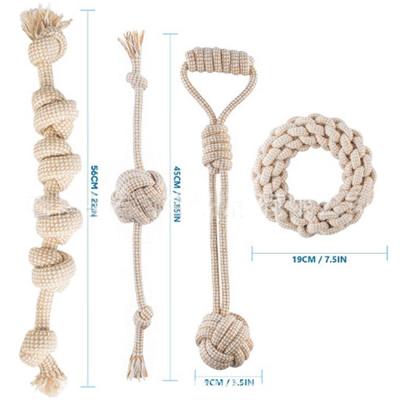 China Durable High Quality Viable Braided Sisal Cotton Rope Ball Dog Chew Toy Hemp Dog Toy Set for sale