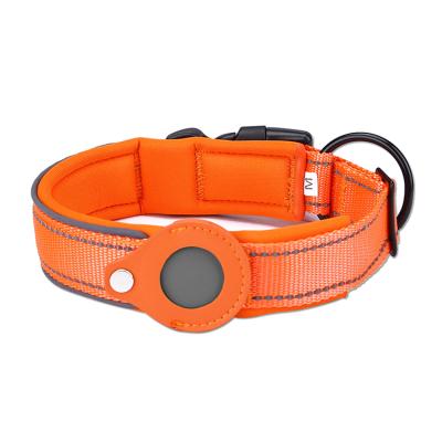 China High Quality Reflective Nylon Lights Pet Accessories GPS Tracker AirTag Dog Collar for sale