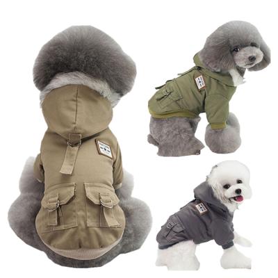 China Wholesale Fashion Padded Cotton Winter Hoodie Cotton Dog Clothing Viable Military Pet Clothes Padded Sheer Jacket for sale