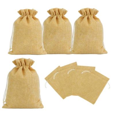 China High Quality Custom Recyclable Jute Drawstring Gift Dust Bag Gold Printing Jute Packaging Bag for sale