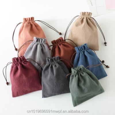 China Colorful Drawstring Cotton Canvas Fabric Jewelry Pouch With Drawstring for sale