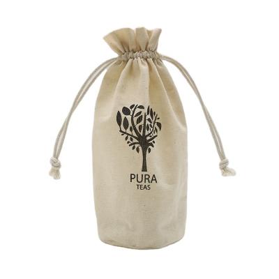 China Recyclable Custom Logo Printed Muslin Cotton Organic Drawstring Pouch Natrual Cotton Pouch Round for sale