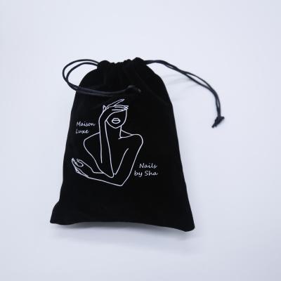 China Security Comfortable Feeling Custom Logo Drawstring Packaging Bag Velvet Gift Pouch for sale