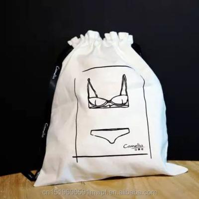 China Recyclable Printed Cotton Fabric Dust Bag For Handbag, Bikini Bag With Drawstring for sale