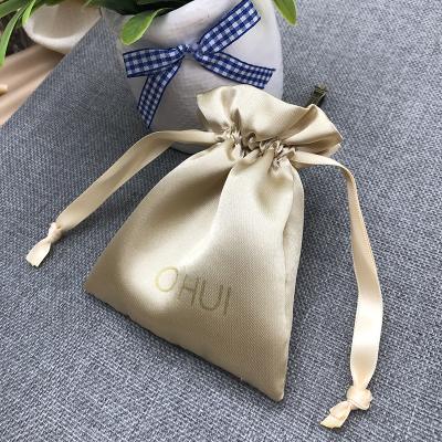 China Custom Drawstring Rose Gold Satin Bags For Promotional Cheap Gift for sale