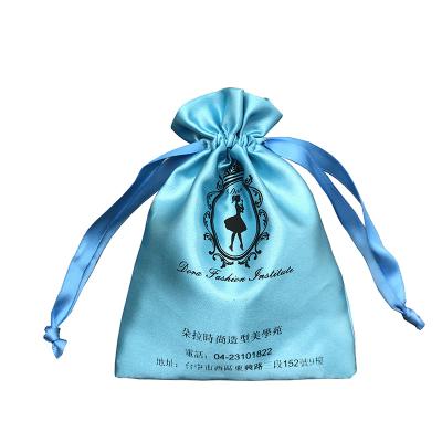 China Wholesale Thin Drawstring Screen Printing Silk Drawstring Gift Pouch With String for sale