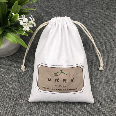 China Custom Recyclable Cotton Canvas Reusable Bags With Logo Printed Drawstring Bag Custom Made for sale