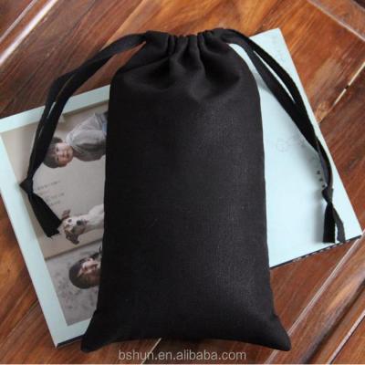 China Recyclable thick canvas fabric bag with flat cotton string for sale