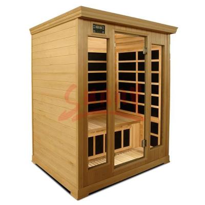 China Computer control panel Lux Indoor sauna room for 3 person, infrared cabin, infrared hemlock sauna for sale