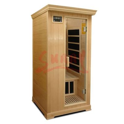 China Computer Control Panel Far Infrared Hemlock Sauna Cabin, 1 Person Infrared Heat Infrared Sauna Room for sale