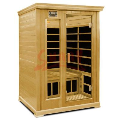 China Computer Control Panel Hemlock Sauna Cabin 2 Person Heat Far Infrared Infrared Sauna Room for sale