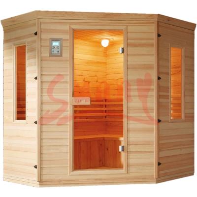 China Traditional Computer Control Panel 4 Person Sauna Room With Carbon Fiber Heater for sale