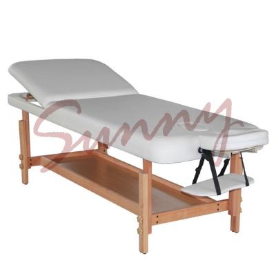 China White Massage Table Stationary Wooden Massage Table Cream Facial Bed Beauty Salon Massage Chair Bed for sale