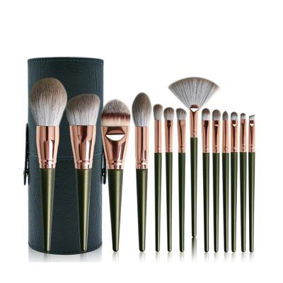 China Angular Blush 14 Cloud Green Makeup Brushes Beauty Tools Eyeshadow Makeup Brush Set Soft Hair Loose Paint for sale