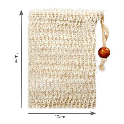 China Traditional Natural Sisal Soap Storage Bags Exfoliate Foaming Pocket Soap Saver Holder Soap Saver Bag Bathroom Cleaning Tool for sale