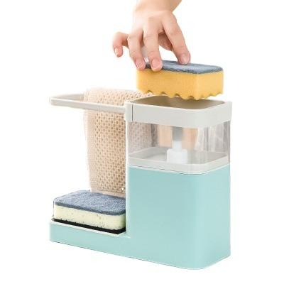 China Traditional Kitchen Dish Brush Press The Kitchen Liquid Dish Combination Sponge Box Bathroom Detergent Cleaning for sale