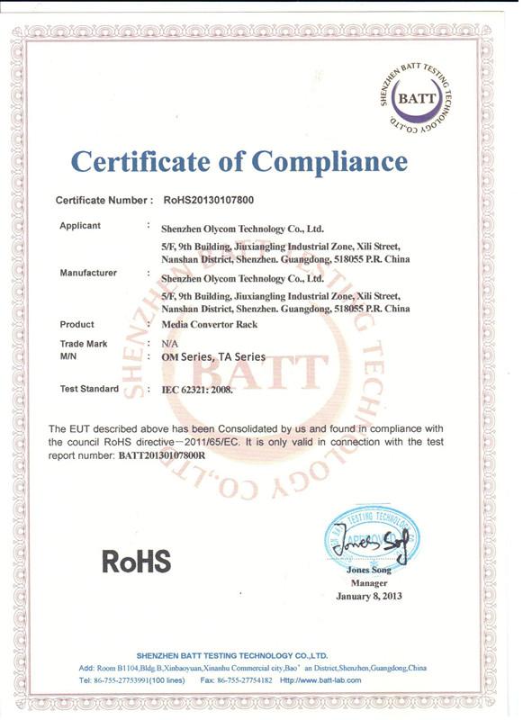 RoHS - Shenzhen Olycom Technology Co., Ltd.