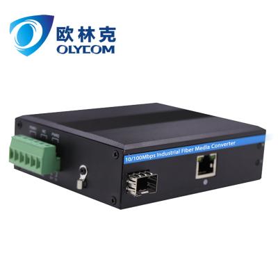 China Factory Price 10/100M Single Mode SFP Mental Industrial Fiber Optic Media Converter for sale