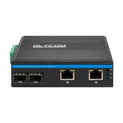 China Transport 2 SFP to 2 RJ45 48V 30W 4 Port 1000Mbps Industrial Ethernet POE Switch for sale