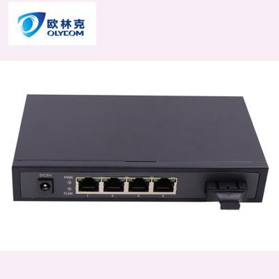 China Telecommunication 10/100/1000M 48V 4RJ45 Ports With SC 4POE 1 Port Dual POE Switch Fiber 25km for sale