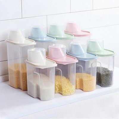 China Freshness Keeping Customization Cereal Dispenser With Lid Storage Box Plastic Rice Container Food Sealed Jar Cans For Dry Kitchen Grain for sale