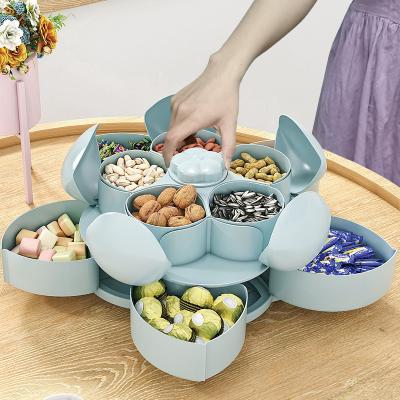 China Freshness Preservation Snack Box Nut Flower Candy Fruit Dish Food Storage Case Two-Deck Dried Fruit Storage Organizer for sale