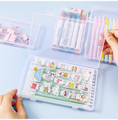 China Plastic Storage Box Organizer Viable Hot Selling Stickers Stationery Container Art Tool Case For Craft Office for sale