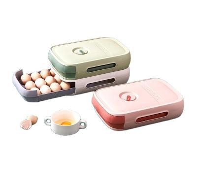 China New Home Viable Drawer Type - 2 Dozen Automatic Scrolling Slide Camping Beauty Measuring Refrigerator Egg Storage Boxes for sale